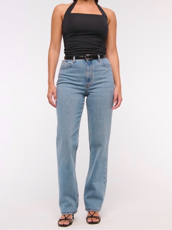 Abercrombie & Fitch Denim - Abercrombie & Fitch Curve Love Ultra HighRise 90s Straight Jeans Light Womens 27
